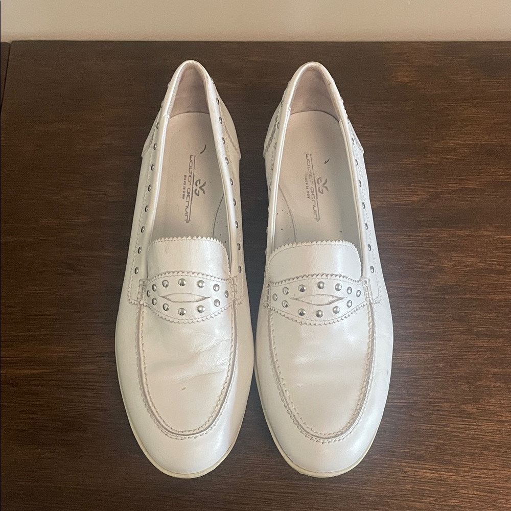 Walter Genuin White Leather Studded Golf Shoes